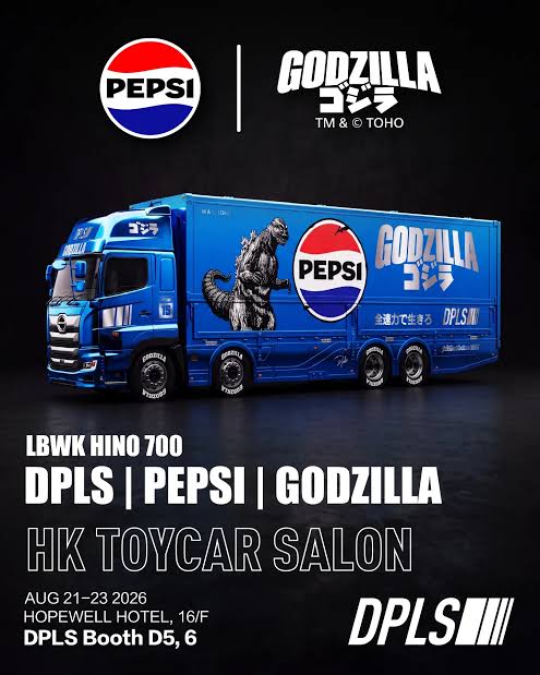 (PRE-ORDER) 2026 Hong Kong Car Show Limited Edition Pepsi-Cola X Godzilla Electroplated Paint GCD MODELS