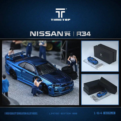 Nissan Skyline GT-R (R34) Full Carbon Blue *Limited to 999pcs - Time Top 1:64