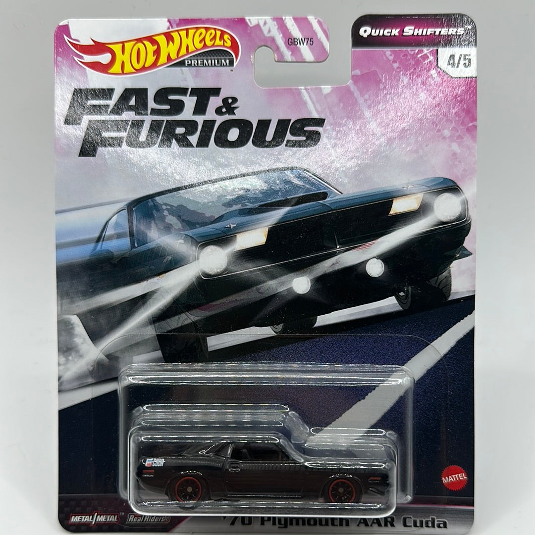 ‘70 Plymouth AAR Cuda Quick Shifters 4/5 (Fast & Furious) Hotwheels Premium 1:64