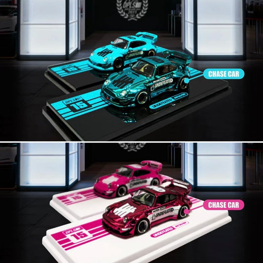 Porsche RWB 993 & Porsche RWB 964 Blue & Pink Set of 2 | Chance of Chase | 2026 Tokyo Autosalon Japan - INNO64 x DPLS x UNDEFEATED
