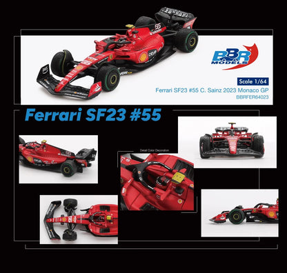 Ferrari SF23 #55 C. Sainz 2023 Monaco GP - BBR Models 1:64