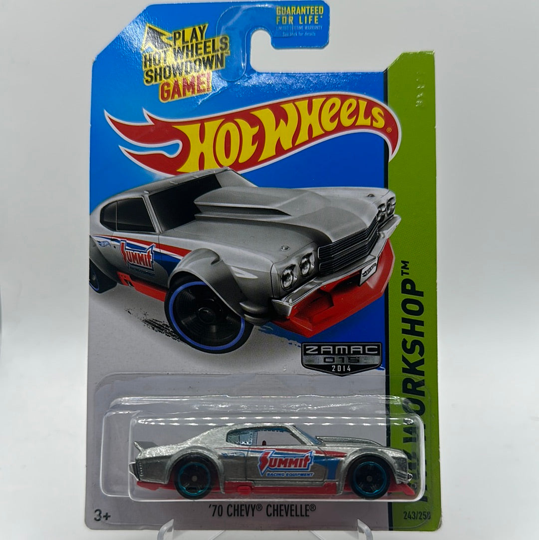 ‘70 Chevy Chevelle ZAMAC 015 - HW Workshop Hotwheels Mainline 243/250 *Creased Card*