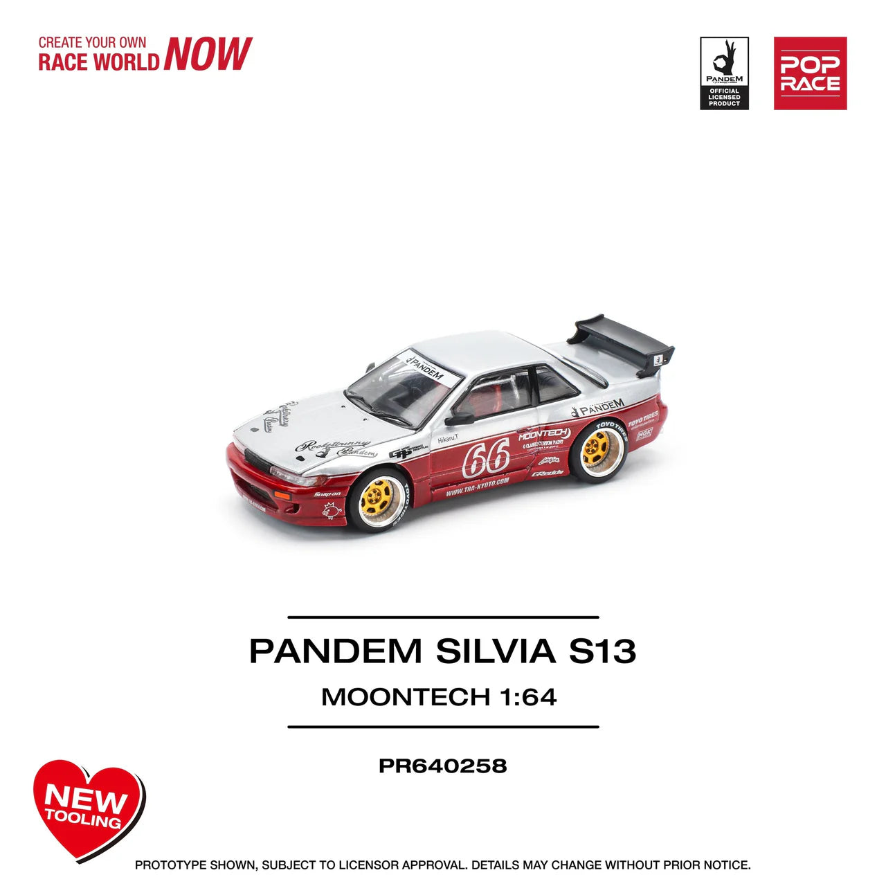 Pandem Nissan Silvia S13 - MOONTECH RED NEW TOOLING Pop Race 1:64