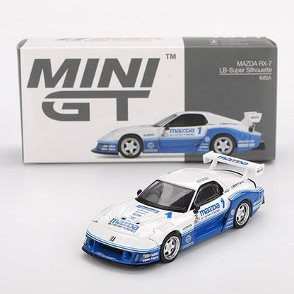 MAZDA RX-7 LB-SUPER SILHOUETTE (BLUE/WHITE) IMSA MINI GT 1:64