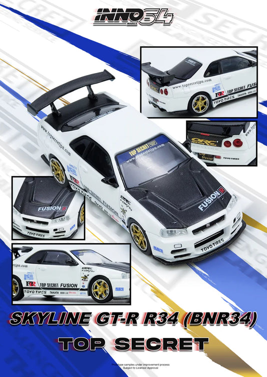 NISSAN SKYLINE GT-R (R34) TOP SECRET (WHITE) - INNO64