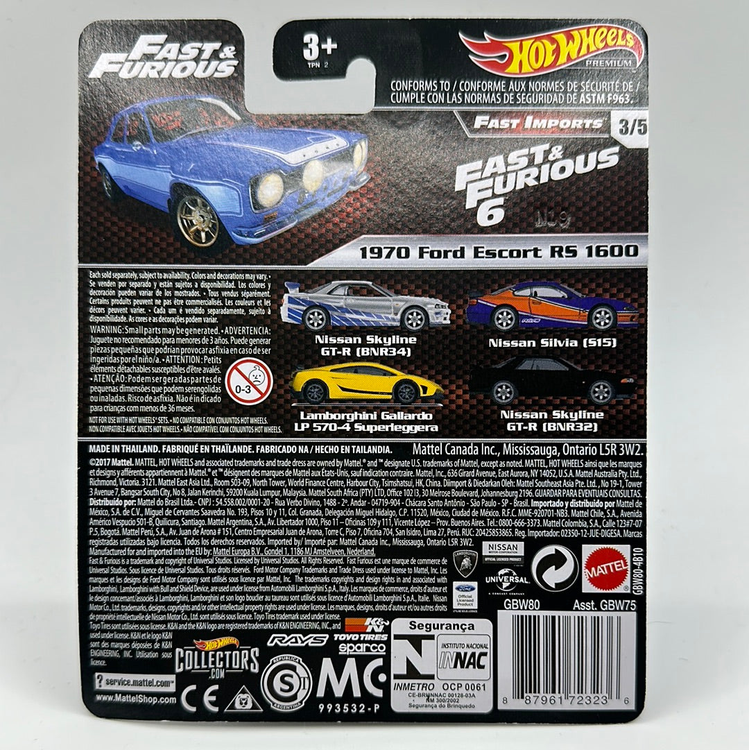 1970 Ford Escort RS 1600 (Fast Imports) Fast & Furious Hotwheels Premium 1:64