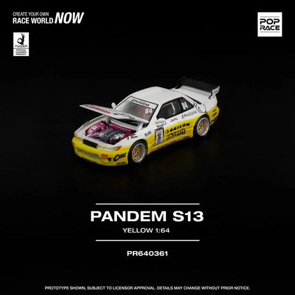 Pandem Nissan Silvia S13 2020 D1 Lights Yellow/White POP RACE PR64-0361