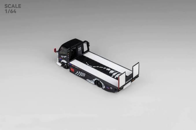 Skeleton Dinosaur H300 Custom Flatbed Tow Truck  (Black & White) - Mega Gear 1:64