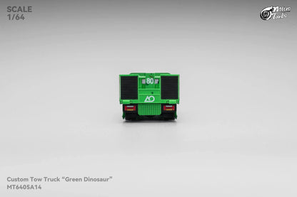 Custom Flat Bed Tow Truck REXY Dino Green - Mega Gear 1:64 Scale