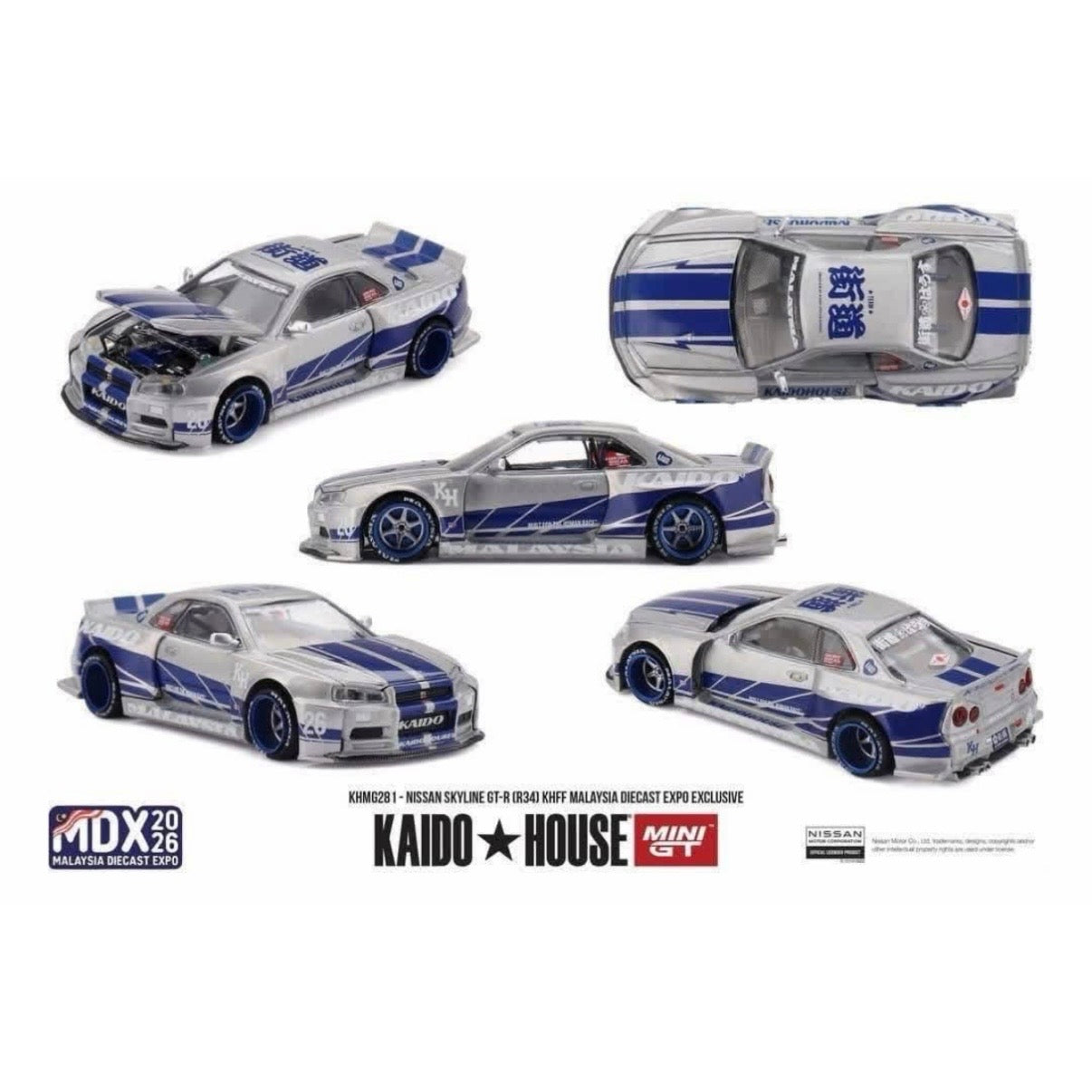 (PRE-ORDER) KAIDOHOUSE Nissan Skyline GT-R (R34) KHFF Brian’s Skyline Livery (KHMG281) | 2026 Malaysia Diecast Expo