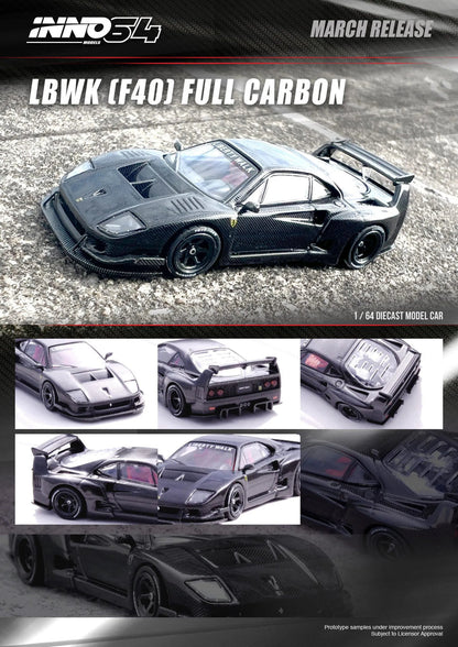 FERRARI F40 LBWK (FULL CARBON) BLACK - INNO64 1:64