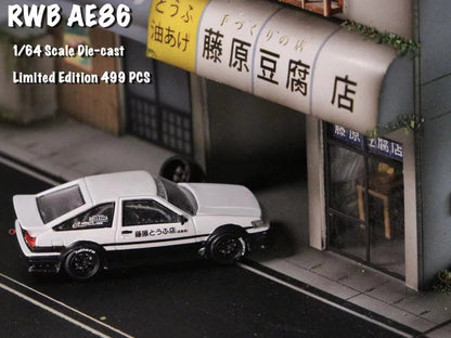 RWB AE86 2-Door Initial D Fujiwara Livery - *LIMITED TO 499pcs* Street Weapon 1/64