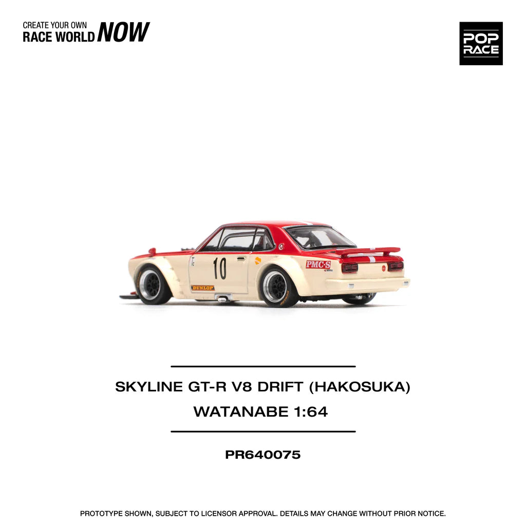 NISSAN SKYLINE GT-R (KPGC10) HAKOSUKA V8 #10 RED/CREAM - POP RACE 1:64