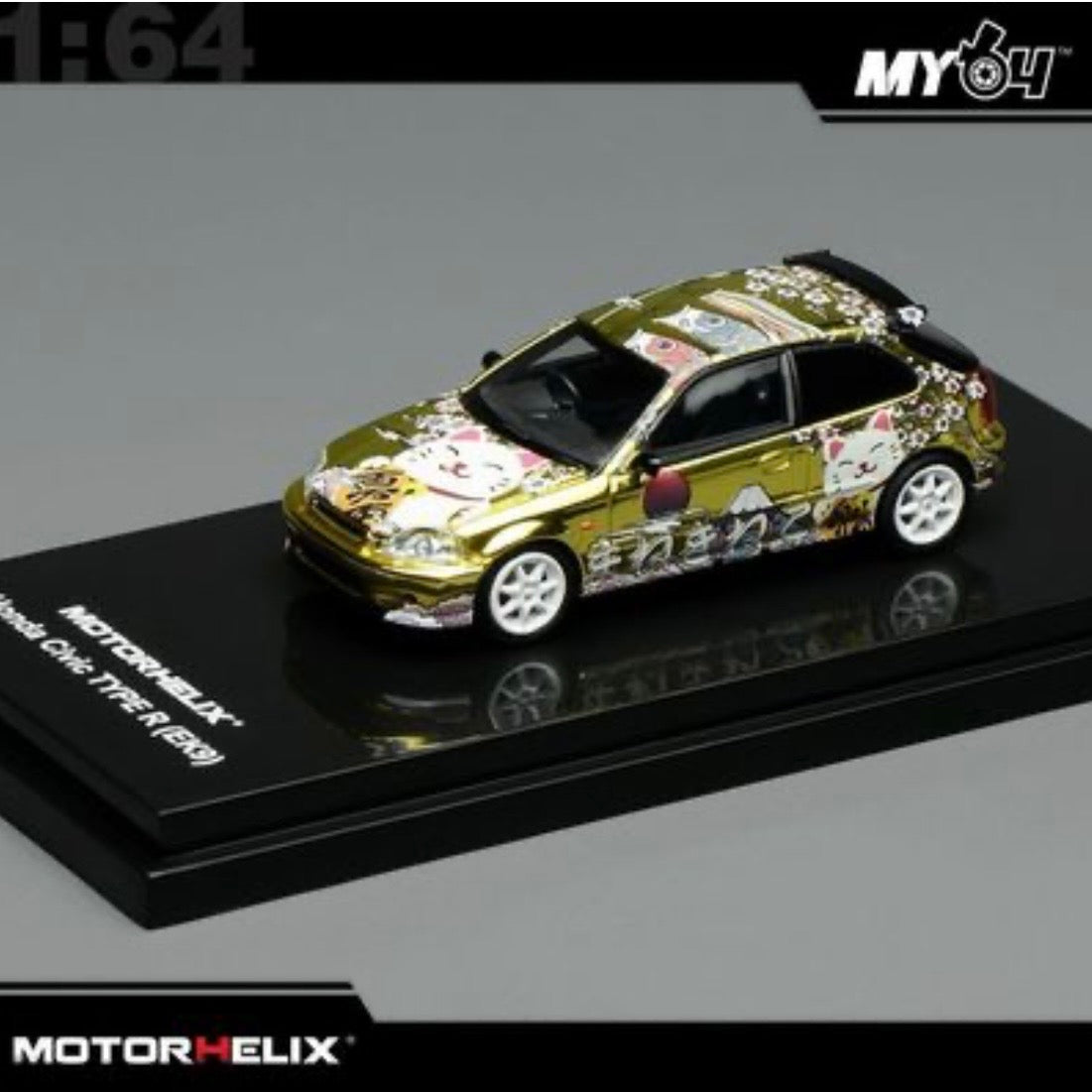 Motorhelix Honda Civic TYPE R (EK9) Customized Maneki-Neko Gold Chrome | 2026 Tokyo Autosalon Japan