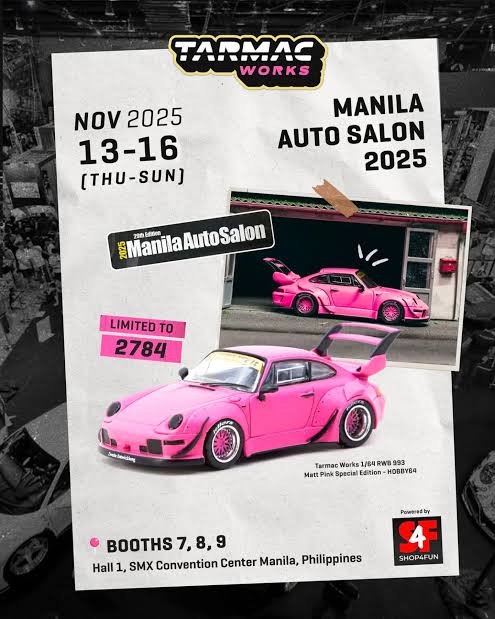 RWB Porsche 993 Matt Pink Philippine Manila Auto Salon 2025 - Tarmac Works 1:64
