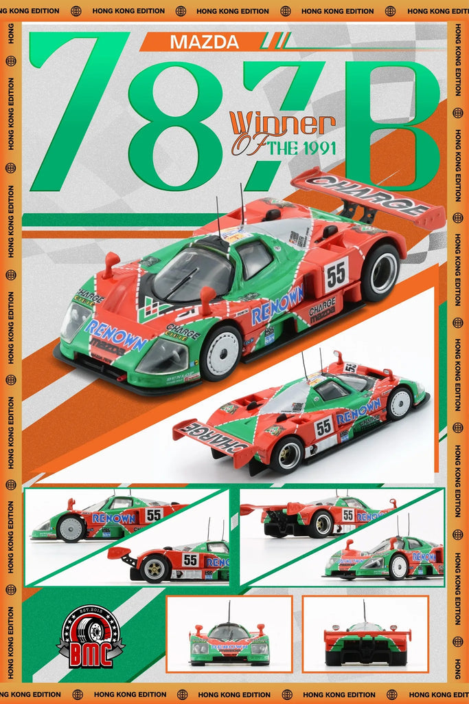 MAZDA 787B - 1991 LE MANS 24H WINNER #55 ORANGE/GREEN BMC 1:64