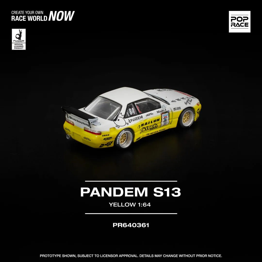 Pandem Nissan Silvia S13 2020 D1 Lights Yellow/White POP RACE PR64-0361