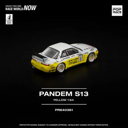 Pandem Nissan Silvia S13 2020 D1 Lights Yellow/White POP RACE PR64-0361