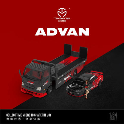 NISSAN GTR34 AND TRAILER ADVAN LIVERY - TIMEMICRO 1:64