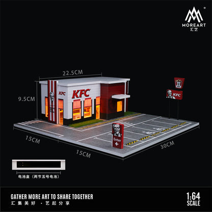 KFC Restaurant Parking Scene w/LED Lights Morearts 1:64