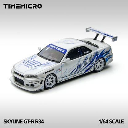 Nissan GTR R34 Skyline - Drift Spec w/ Toyo Tires 1:64 Scale