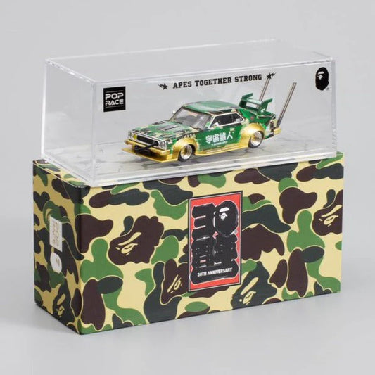 NISSAN SKYLINE C210 BOSOZOKU STYLE GREEN/GOLD POP RACE X BAPE 1:64