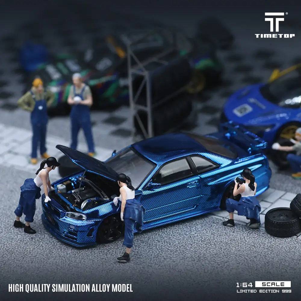 Nissan Skyline GT-R (R34) Full Carbon Blue *Limited to 999pcs - Time Top 1:64