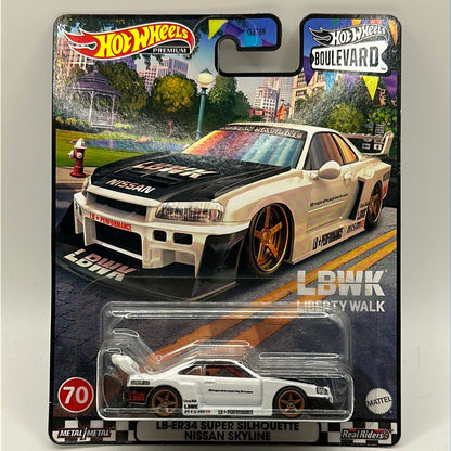 LB-ER34 Super Silhouette Nissan Skyline LBWK Liberty Walk BOULEVARD #70 Hotwheels Premium *CREASED CORNER RS*