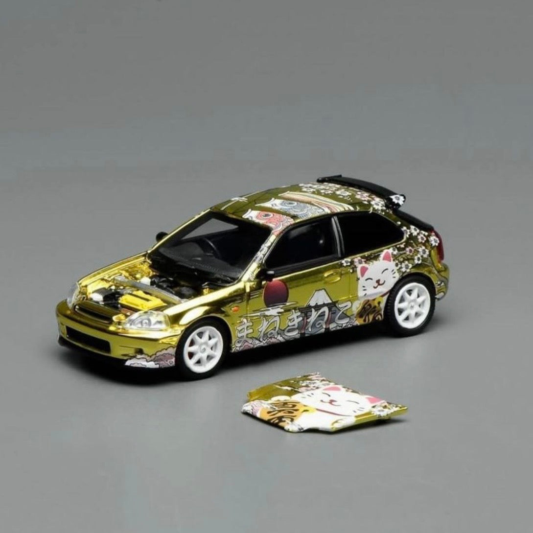 Motorhelix Honda Civic TYPE R (EK9) Customized Maneki-Neko Gold Chrome | 2026 Tokyo Autosalon Japan