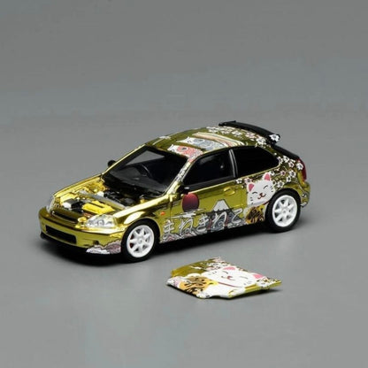 Motorhelix Honda Civic TYPE R (EK9) Customized Maneki-Neko Gold Chrome | 2026 Tokyo Autosalon Japan