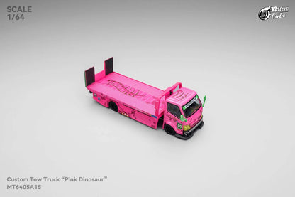 Custom Flat Bed Tow Truck Dino Pink - Mega Gear 1:64