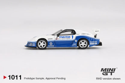 MAZDA RX-7 LB-SUPER SILHOUETTE (BLUE/WHITE) IMSA MINI GT 1:64