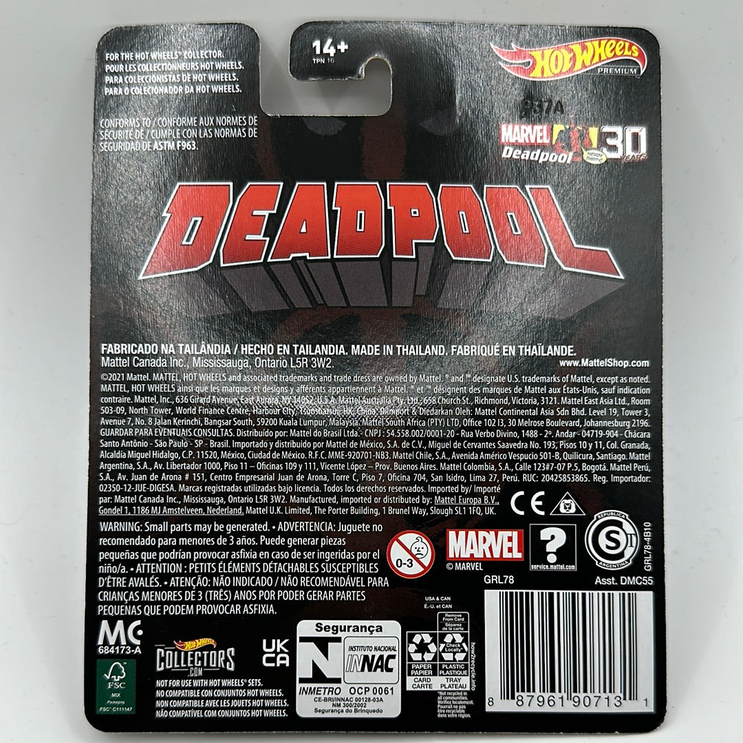 Deadpool Scooter Red Marvel Hotwheels Premium 1:64 Scale