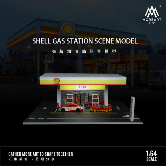 SHELL GAS STATION SCENE MODEL - MOREART 1:64