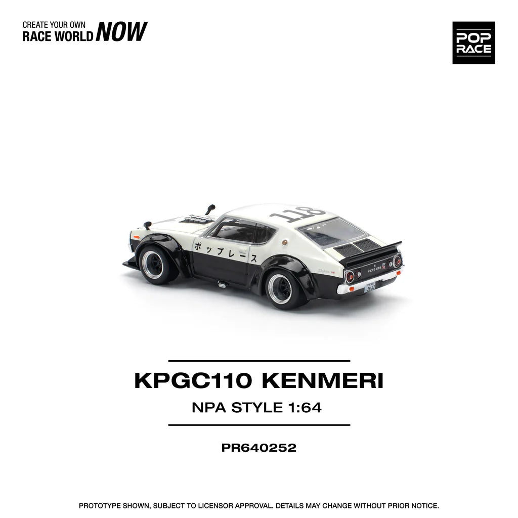 NISSAN SKYLINE GT-R (KPGC110) KENMERI V8 DRIFT CAR POLICE - POP RACE 1:64