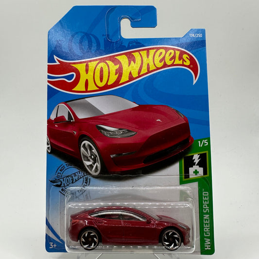 Tesla Model 3 HW Green Speed 1/5 Hotwheels Mainline 174/250