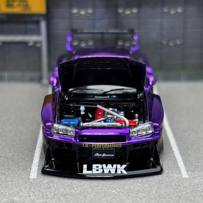 Chrome Purple Skyline GTR ER34 LBWK Liberty Walk GB SW 1:64 LIMITED TO 499pcs