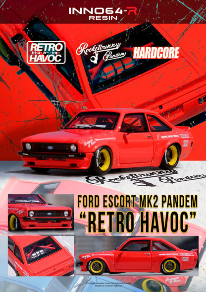 Ford Escort MK2 Pandem “EMOTION” Retro Havoc Red - Inno64