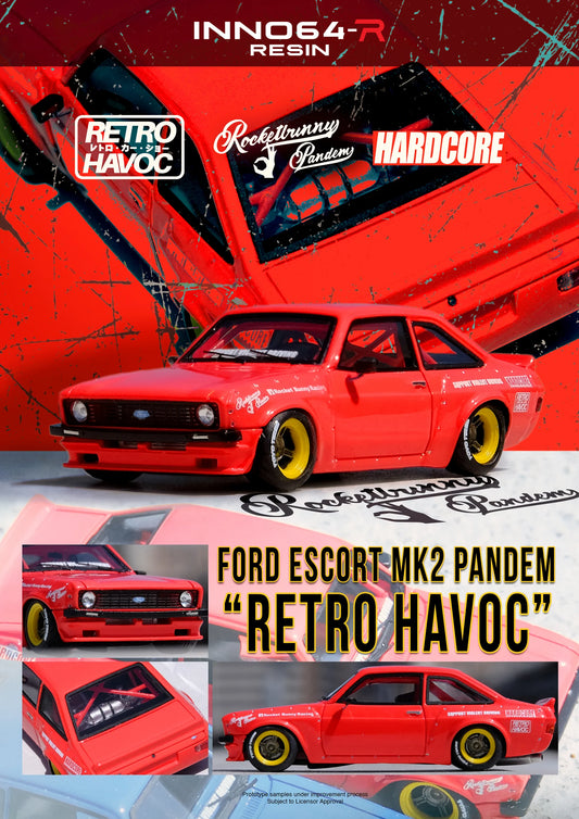 Ford Escort MK2 Pandem “EMOTION” Retro Havoc Red - Inno64