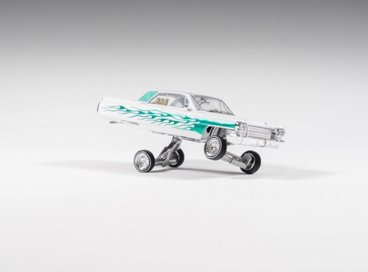 1964 Cadillac Coupe Deville White - LOWRIDER (Posable) 97m 1:64