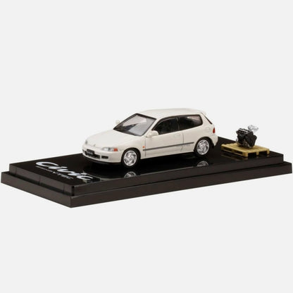 Honda Civic (EG6) SiR II with Engine Frost White HOBBY JAPAN 1:64