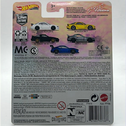 ‘96 Nissan 180SX Type X - STREET TUNERS 3/5 Hotwheels Premium *Cracked Blister*