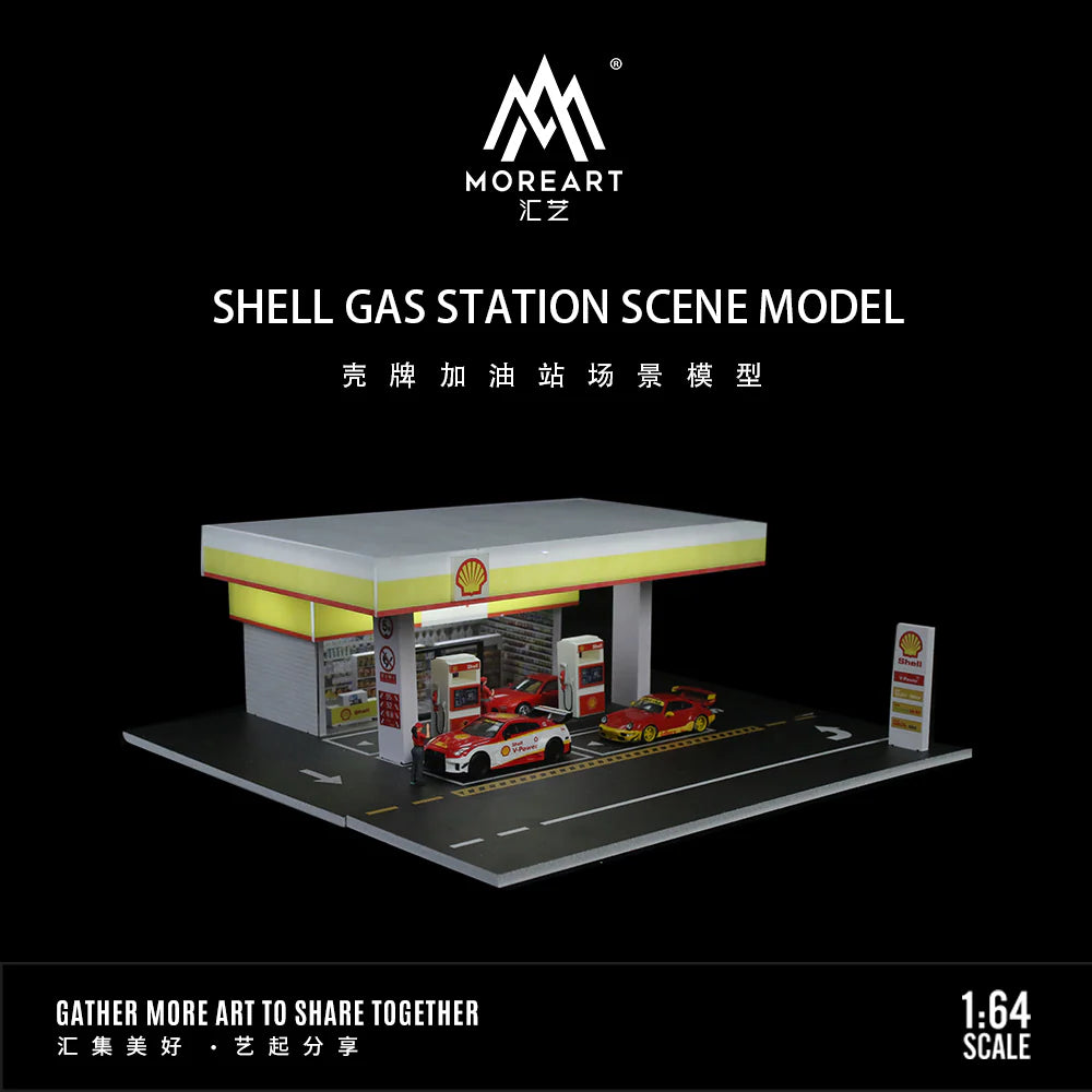 SHELL GAS STATION SCENE MODEL - MOREART 1:64