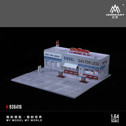 American Gas Station w/LED Lights Morearts 1:64