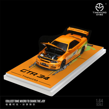 Nissan GTR34 Orange - Fast & Furious *LIMITED TO 999pcs* TimeMicro 1:64