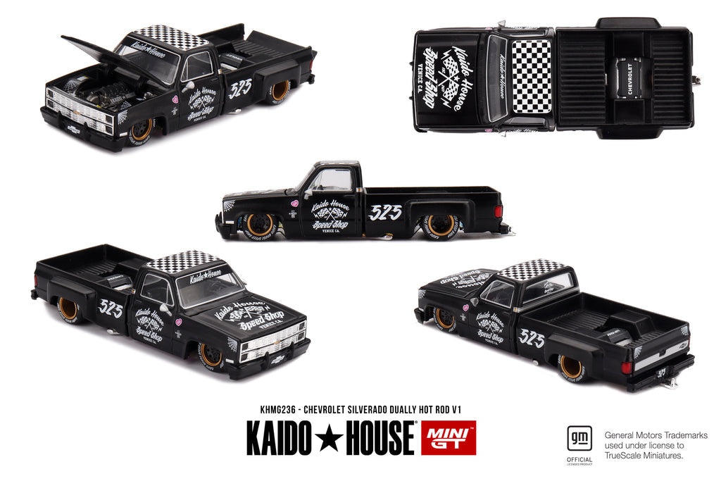 CHEVROLET SILVERADO DUALLY HOT ROD V1 (SPEED SHOP BLACK) KAIDO HOUSE X MINI GT