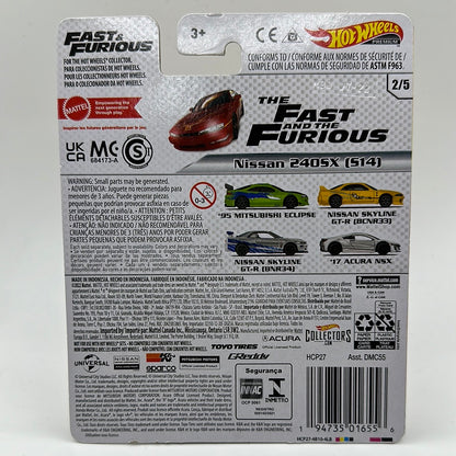 Nissan 240SX (S14) The Fast & the Furious 2/5 Hotwheels Premium 1:64 Scale