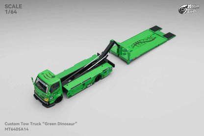 Custom Flat Bed Tow Truck REXY Dino Green - Mega Gear 1:64 Scale