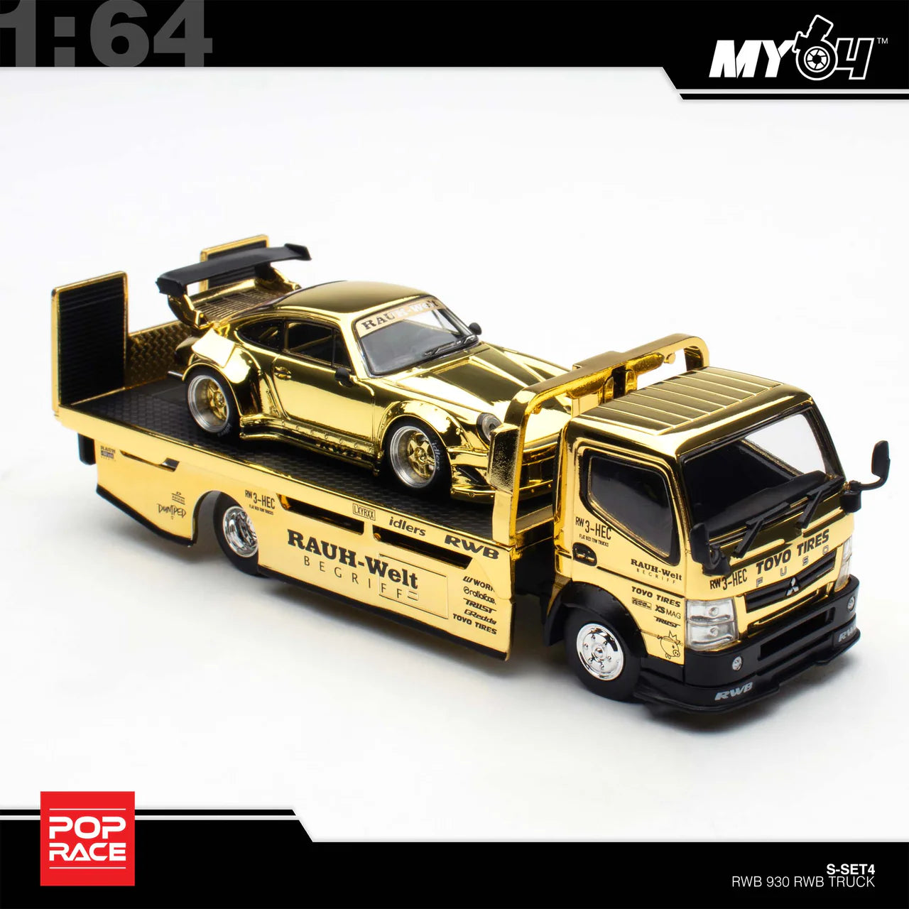 (In-Stock) RWB 930 GOLD CHROME TRUCK SET HEC 2026 Exclusive - Pop Race 1:64