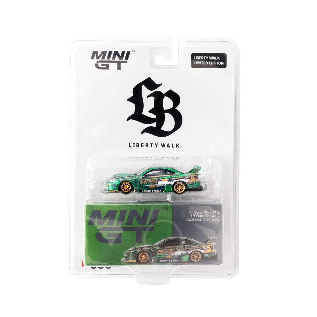 Nissan LB-Super Silhouette S15 SILVIA LBWK 2024 Fausto Racing / Blister Packaging - 1/64 MINI GT *LIBERTY WALK EXCLUSIVE*